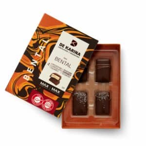 מארז שוקולד בנטל כתום, משלוח שוקולד מפנק במיוחד מבית דה קרינה , פרליני שוקולד איכותיים וטעימים במיוחד אשר מגיעים בחבילות של ארבע